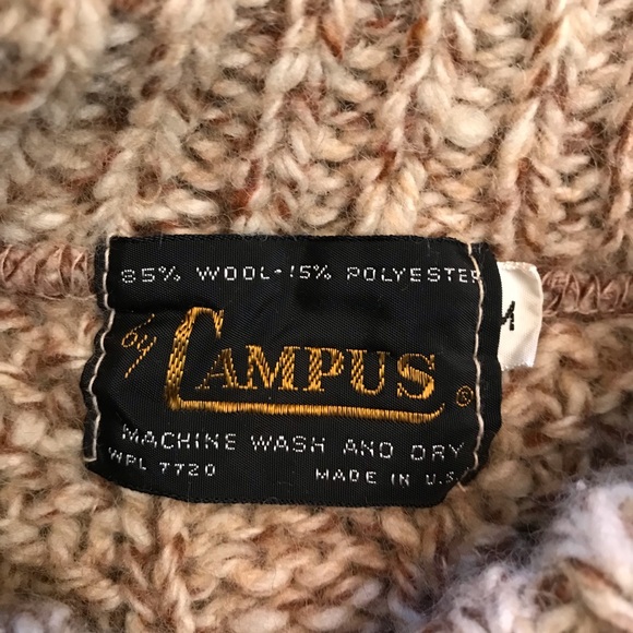 Vintage Chunky Knit Wool Sweater Womens Size Medium Oversized Tan Brown USA Made - Picture 4 of 6